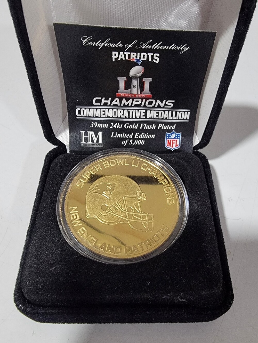 New England Patriots Super Bowl LII Champions Medallion